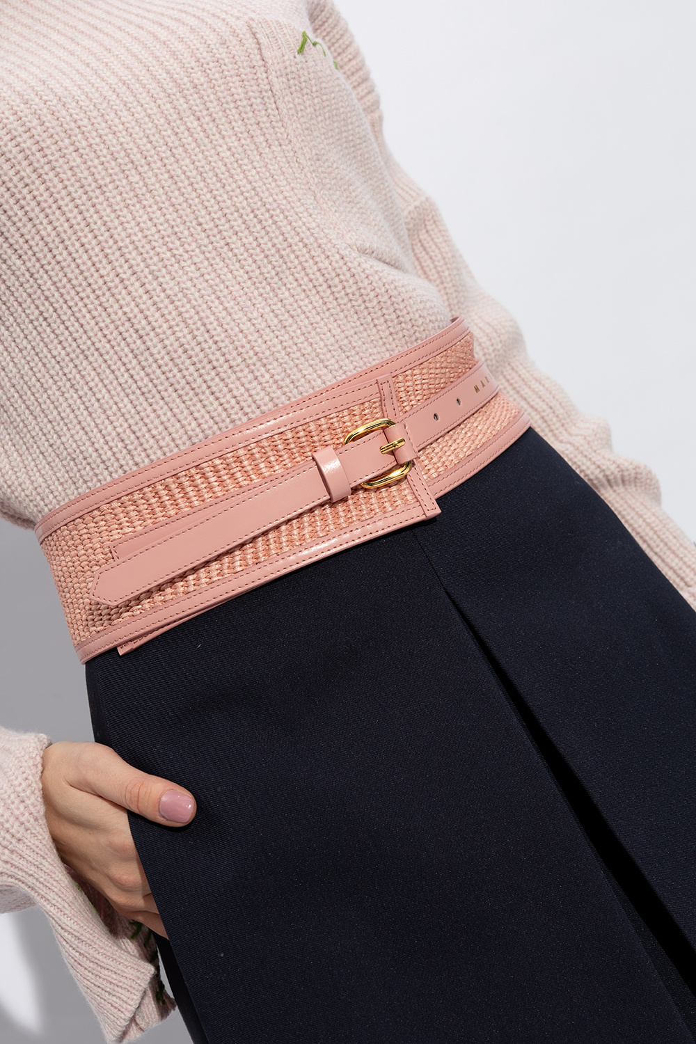 Marni circular brooch | Pink Woven waist belt Marni Marni circular brooch | Pink Woven waist belt Marni